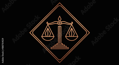 Elegant Vector Illustration of Justice Scales on a Black Background for Design
