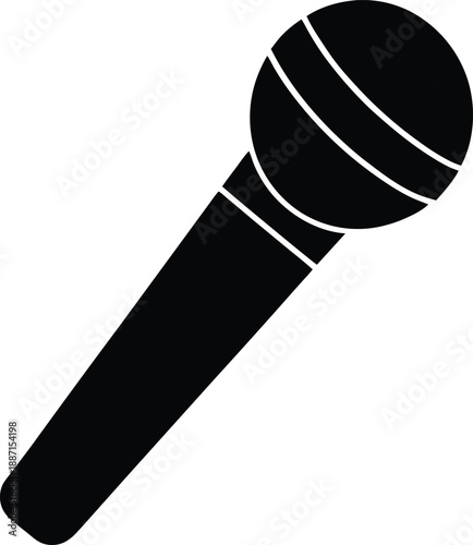 Microphone silhouette vector art illustration and minimal black and white design