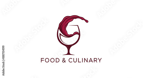 Elegant Wine Glass Design with Flowing Imagery, Perfect for Culinary-Themed Branding