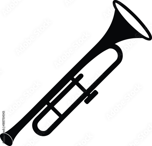 Trombone silhouette vector art illustration and minimal black and white design