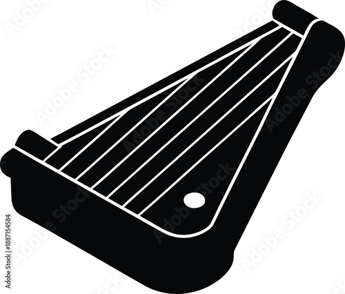 Zither silhouette vector art illustration and minimal black and white design