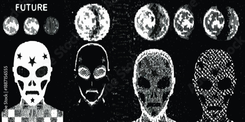 Alien encounters and planetary evolution a futuristic grainy visual exploration