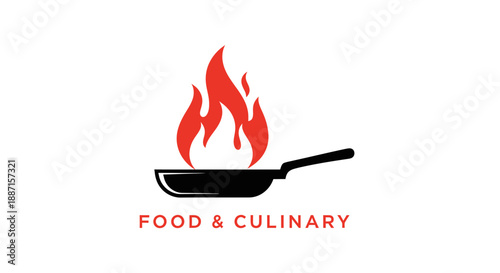 Fiery Pan With Flames Cooking Culinary Logo Ideal For Cooking Related Brands