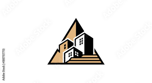 Geometric Architectural Design with Buildings Incorporated into the Triangle Shape