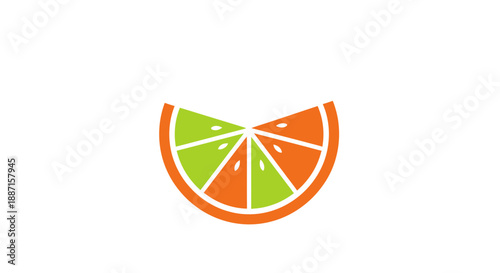 Fresh Fruit Vector Graphic Representing Citrus Slice in Vibrant Two-Tone Color