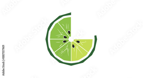 Fresh Lime Slice Illustration Depicting Zesty Refreshment for Culinary or Healthy Themes