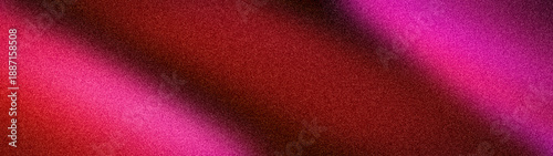 Abstract wide grainy background featuring deep red, hot pink, and dark black blurred gradients. A vibrant, textured banner perfect for modern digital designs