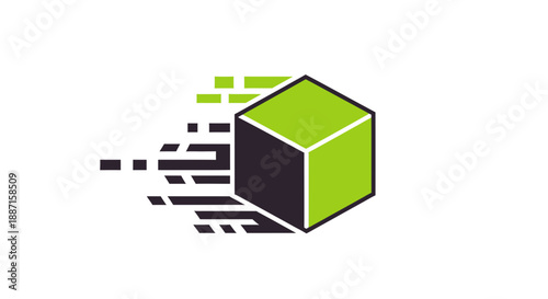 Geometric Cubical Illustration of High Velocity and Fast Delivery in Abstracted Form Representation