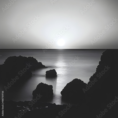 sunset over the sea, ​Echoes of the Setting Sun: A Stark Horizon