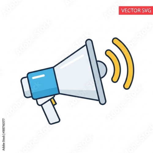 Vector illustration of a colorful megaphone with sound waves emitting from it