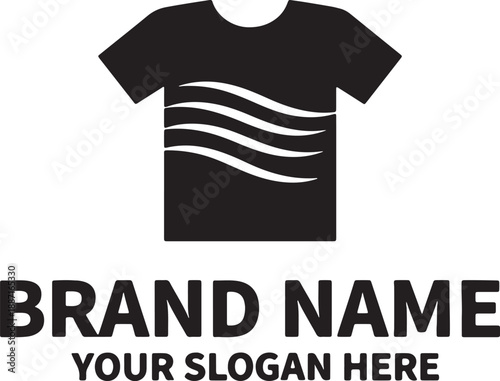 Black t-shirt with white wave and brand name with slogan below also transparent background waves