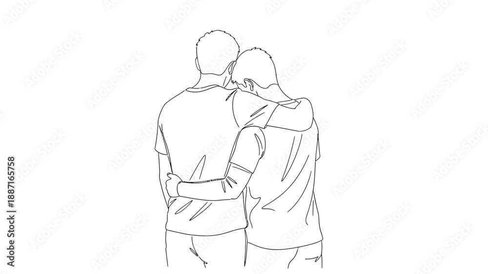 Obraz premium An illustration of two people embracing, representing connection, unity, and mutual support, perfect for conveying themes of friendship, love, and companionship