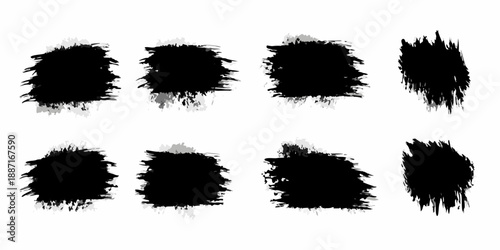 Abstract black ink brush strokes collection artistic textures and shapes