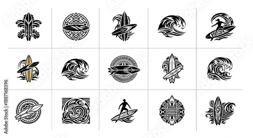 Collection of various tribal and cultural symbols and icons