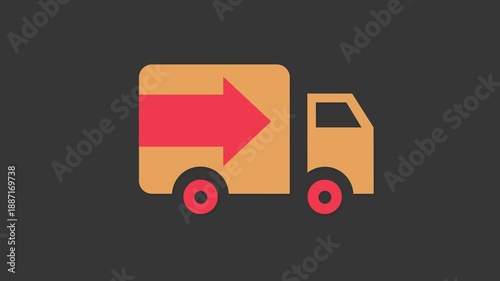 Shipping Delivery Concept: A simple yet effective visual representation of delivery, featuring a delivery truck with a prominent arrow indicating direction, against a solid background. 