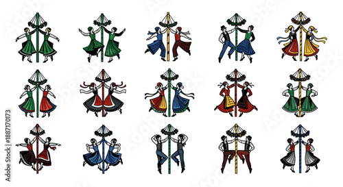 Collection of colorful christmas ornaments with festive designs