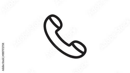 Retro telephone receiver in simple line art style with black outline on white background for customer service icon