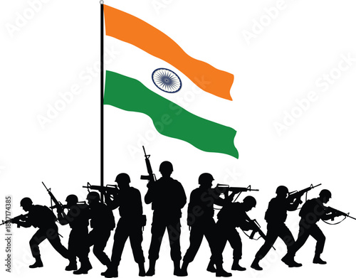 Indian Army Silhouette on National Day of India