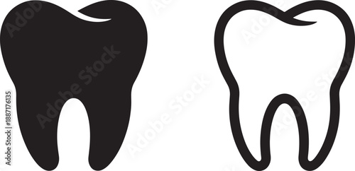 Filled and outlined tooth teeth dental black and white health