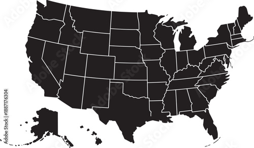 Map of the United States black white background country map
