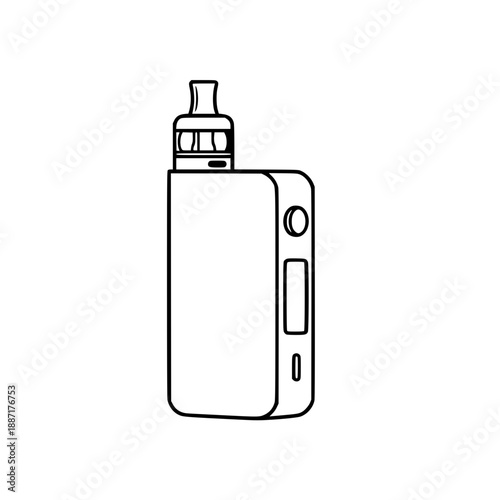 Vape device illustration – black and white line drawing