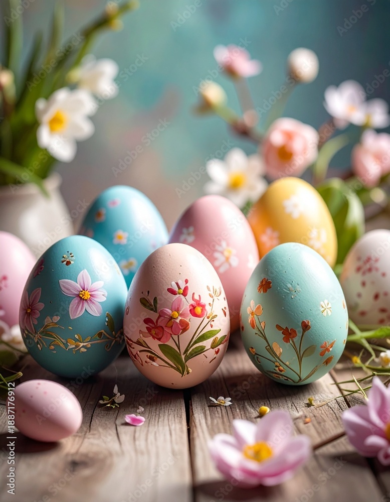 Fototapeta premium Ostereier mit floralen Mustern