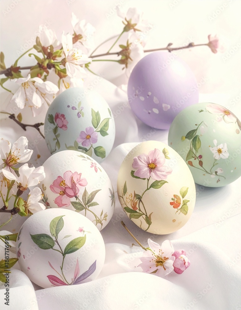 Fototapeta premium Ostereier mit floralen Mustern