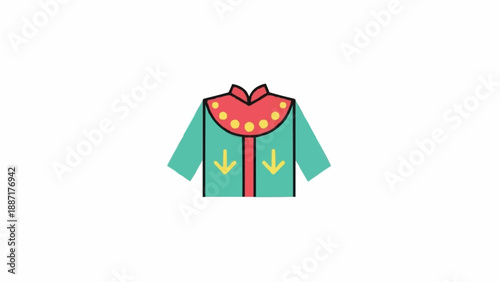 Cartoon Style Chinese Jacket Illustration.