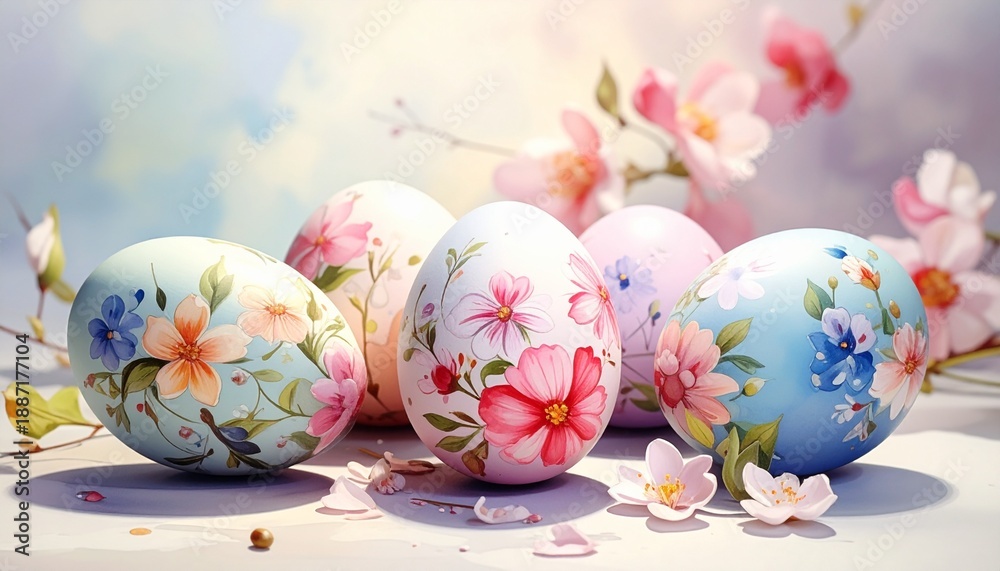 Fototapeta premium Ostereier mit floralen Mustern