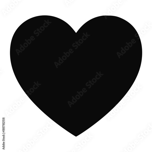 Black solid heart shape icon representing love romance affection sentiment emotion feeling care sympathy appreciation devotion connection relationship digital graphic symbol.