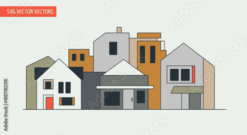 Modern Geometric House Collection - Minimalist Vector Architecture