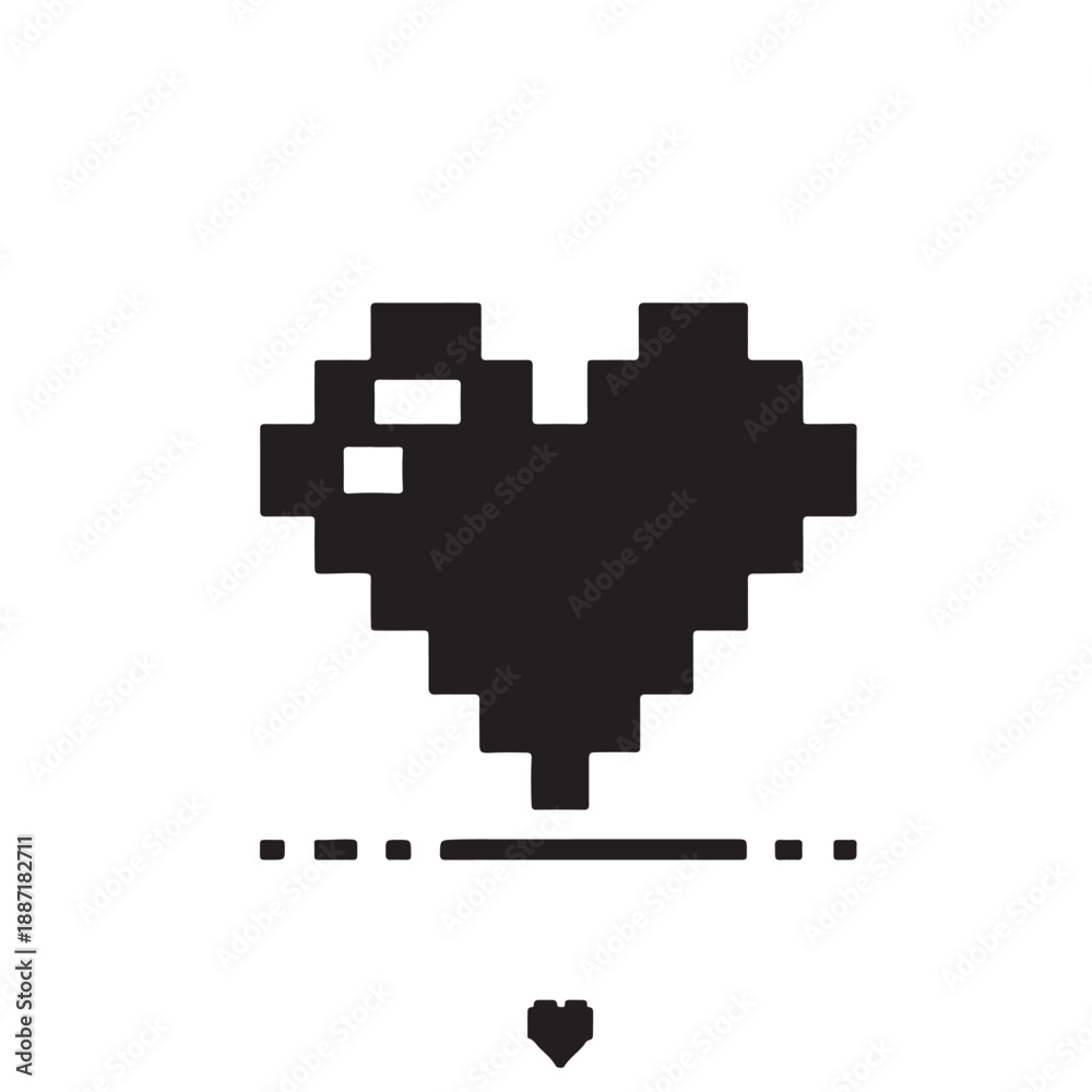 Fototapeta premium Pixel heart icon vector graphic