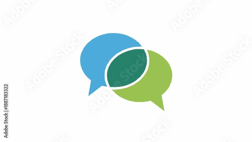 Obraz na plátně Overlapping Blue and Green Speech Bubbles.