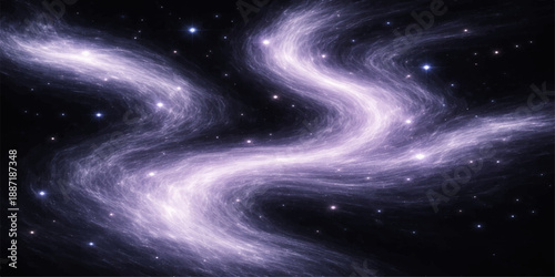 An abstract blue nebula glows within a dark starry universe featuring a bright deep space galaxy and fantasy starfield illustration of the outer cosmos