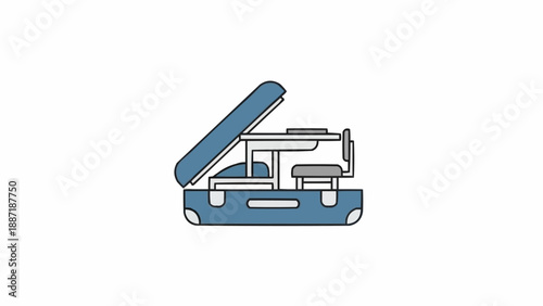 Blue Cash Box with Open Lid.