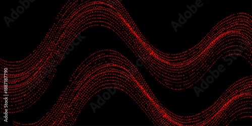 Red abstract fractal background featuring a futuristic digital wave pattern with glowing light lines and black texture for a modern business wallpaper design illustration
