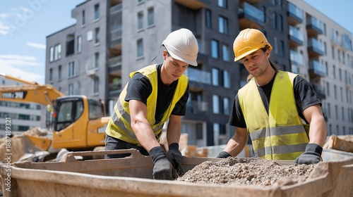 A construction site demonstrates the benefits of junk removal services, as workers diligently clear away debris and unneeded materials, facilitating a safer and more organized environment for