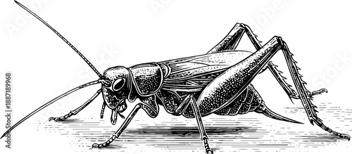 Vintage stonefly insect specimen engraving from 19th century botanical collection