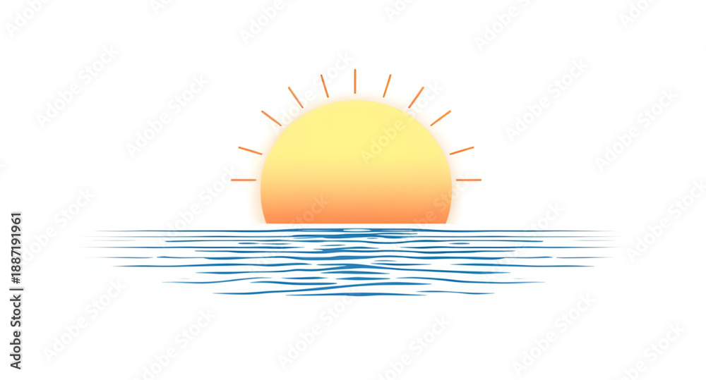Obraz premium sunset, ocean, sea, sun, horizon, water, waves, beach, seascape, nature, landscape, dusk, twilight, evening, summer, travel, vacation, calm, peaceful, scenic, icon, vector, illustration, symbol, sign,