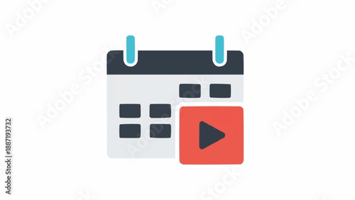Calendar with Play Button Icon for Scheduling Video Content.