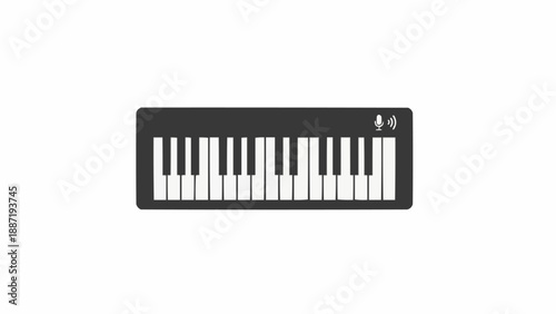 Minimalist Electronic Keyboard with Black and White Keys.