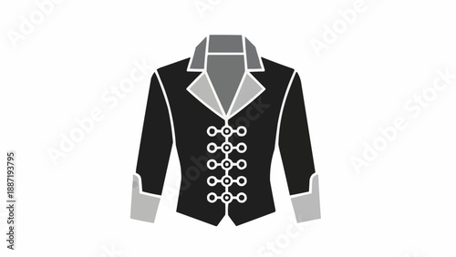 Black and white formal menswear jacket.