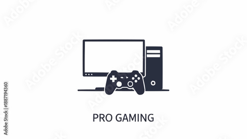 Pro Gaming Setup with Monitor, PC, and Gamepad.