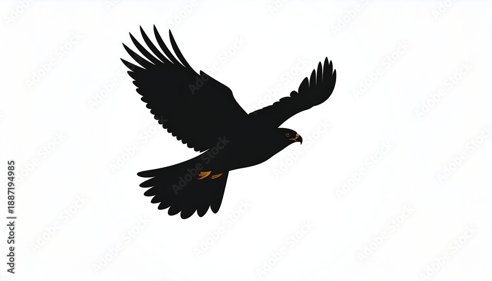 Naklejka premium Silhouette of an Eagle Soaring Against a White Background.