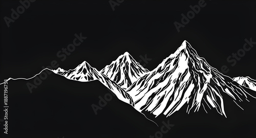 mountain, mountains, peaks, range, hills, nature, landscape, outdoor, adventure, travel, hiking, trekking, camping, alpine, summit, ridge, valley, wilderness, outline, lineart, linear, stroke, icon, v