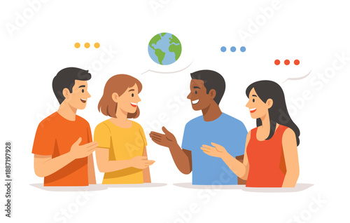 Diverse group of young adults engaging in friendly conversation