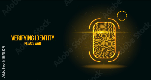 Futuristic Biometric Eye Scanner Interface with Yellow Glow and Digital Data Particles