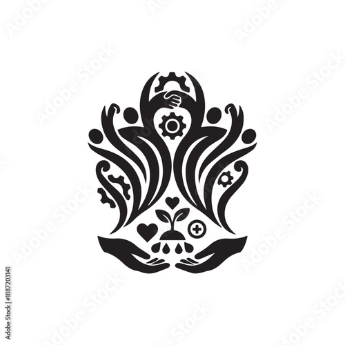 Eco friendly care and protection vector logo