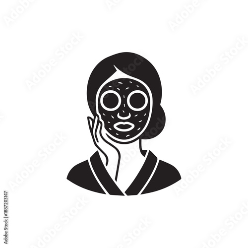 Vector illustration of woman wearing face mask