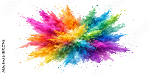 Abstract watercolor design featuring colorful ink splashes and artistic paint splatters on a textured paper background with rainbow brush elements and grunge shapes